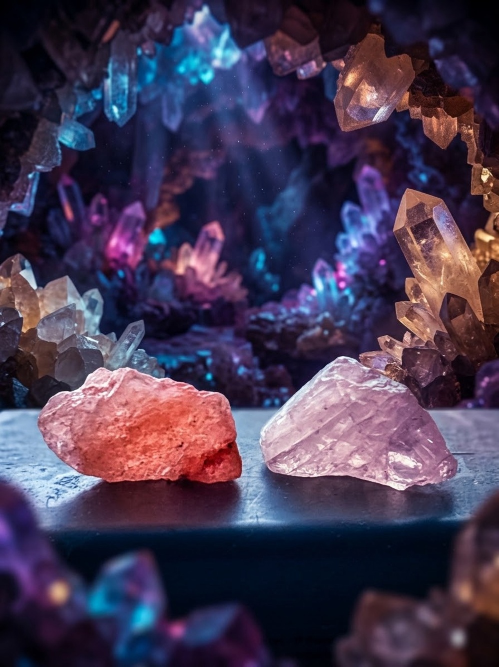 🔮 Metaphysical Crystal Bundle • Raw Pink Halite & Quartz 29.5g